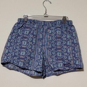 Patagonia‎ Recycled Fishing Nets Shorts Blue Multi Pattern Elastic Waist Size M